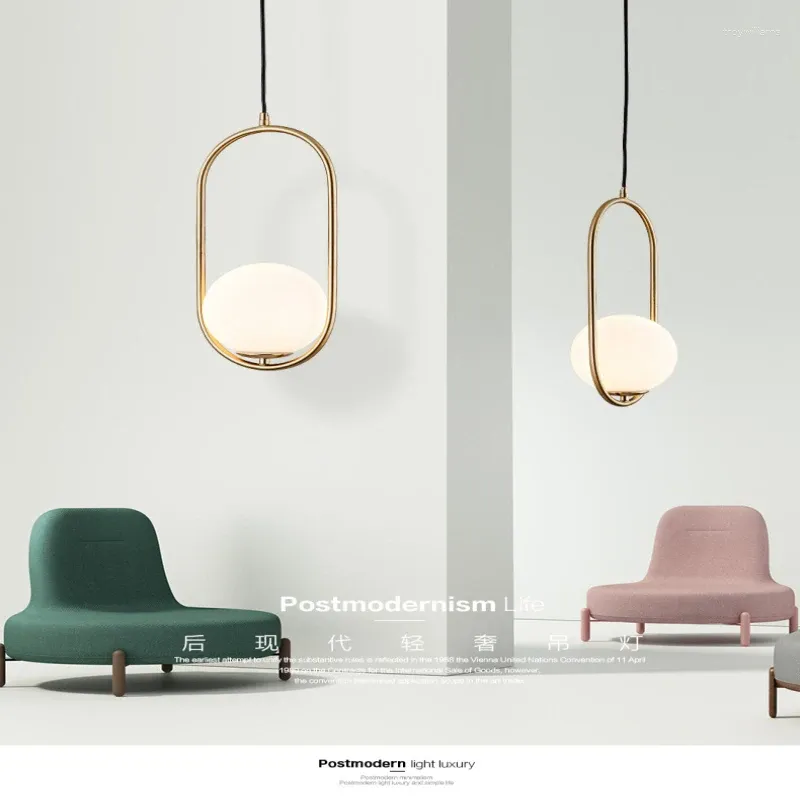 Pendellampor modern minimalistisk taklampa ljuskrona smidesjärn glas lampskärm guld e14 sovrum sovrum mat AC90-260V