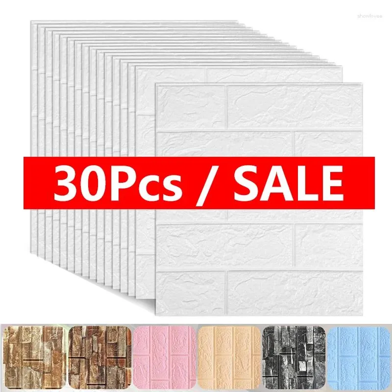 Papéis de parede 10/30 pçs auto-adesivo 3d tijolo adesivo diy espuma à prova dwaterproof água papel de parede crianças quarto cozinha telhado teto fundo decalques de parede