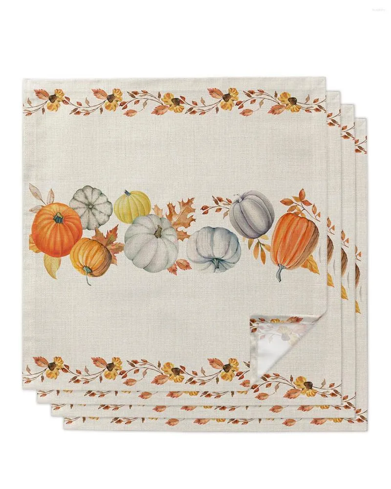 Table Napkin 4/6/8pc Autumn Pumpkin Cloth Set Wedding Party Handkerchief Christmas Home Decor