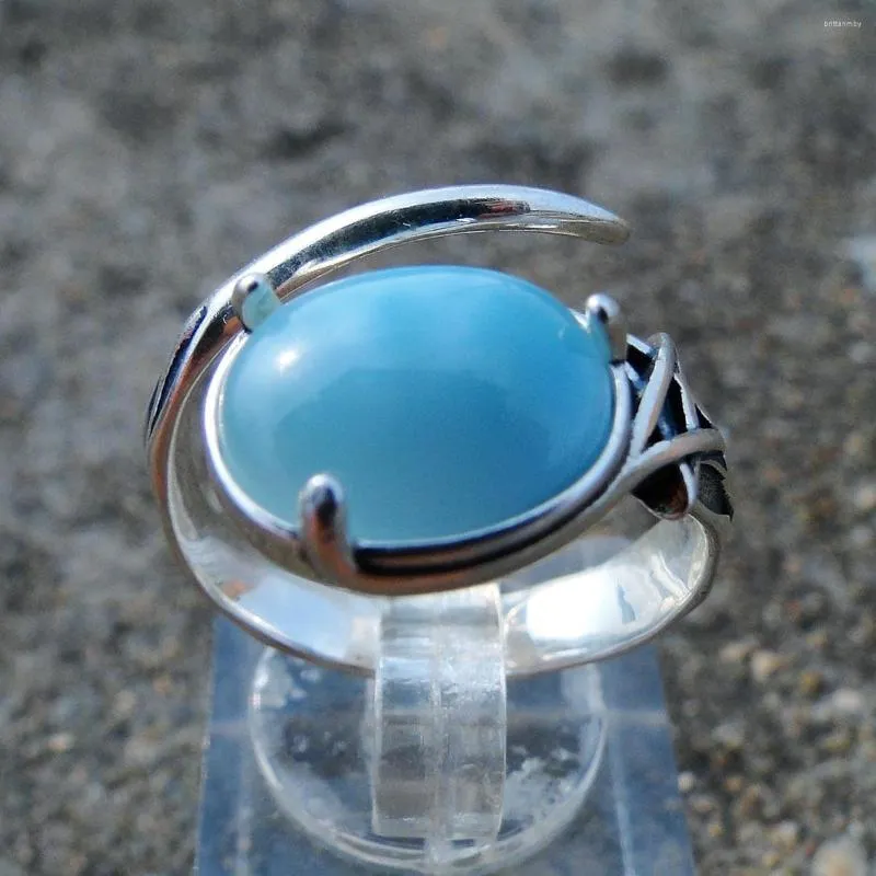 Кластерные кольца винтажный дизайн 9 11 мм натуральное кольцо ларимара 925 стерлинговое серебряное украшение