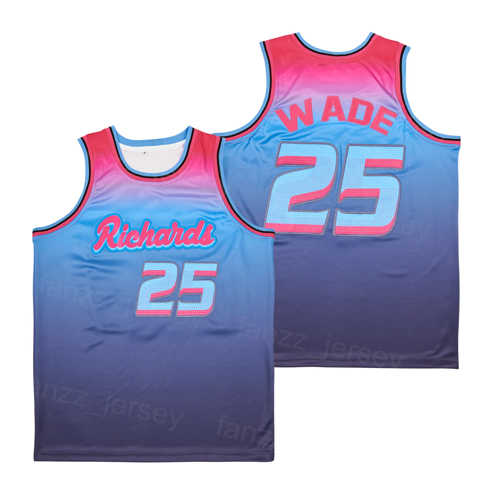 Richards Jersey High School Basketball Dwyane Wade 25 Hiphop Moive Pullover University for Sport Fani Oddychający czysty bawełniany zespół Blue Retro Mundlid