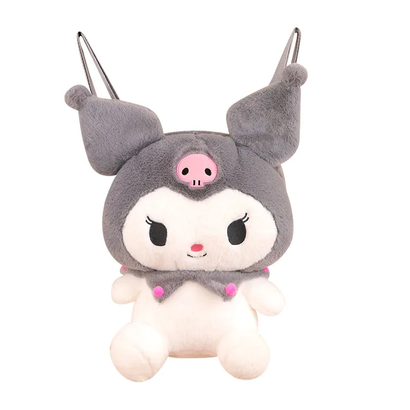 Poupée en peluche Kuromi : grande peluche mélodie aux aises de dessin animé – jouet mignon de machine à ciseaux, décoration de chambre Kawaii