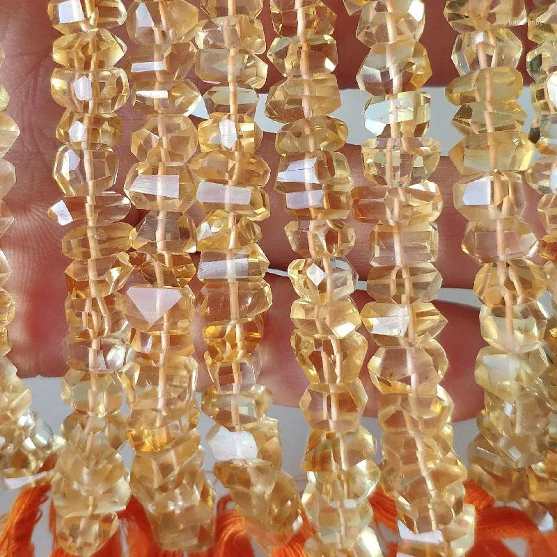 Gevşek değerli taşlar icnway Doğal Citrine 6.8-10.5mm Barok Faceted Mücevher Yapma Toptan satış 20 cm boncuk