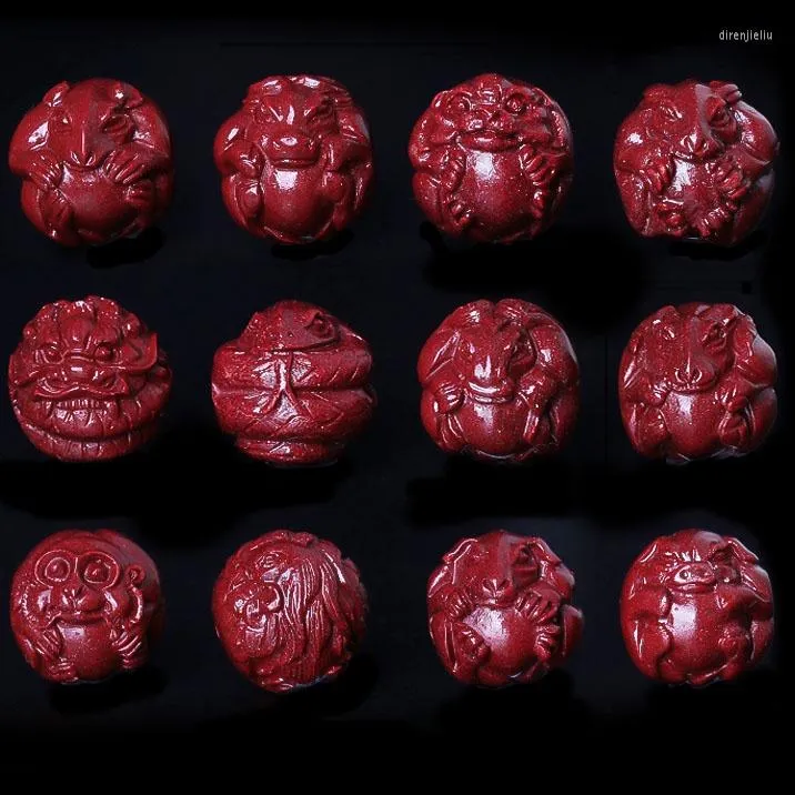 Naszyjniki wiszące 5a naturalny cynobar chiński zodiak 12 zwierząt naszyjnik Zinnober oryginalny materiał biżuterii w ermilion