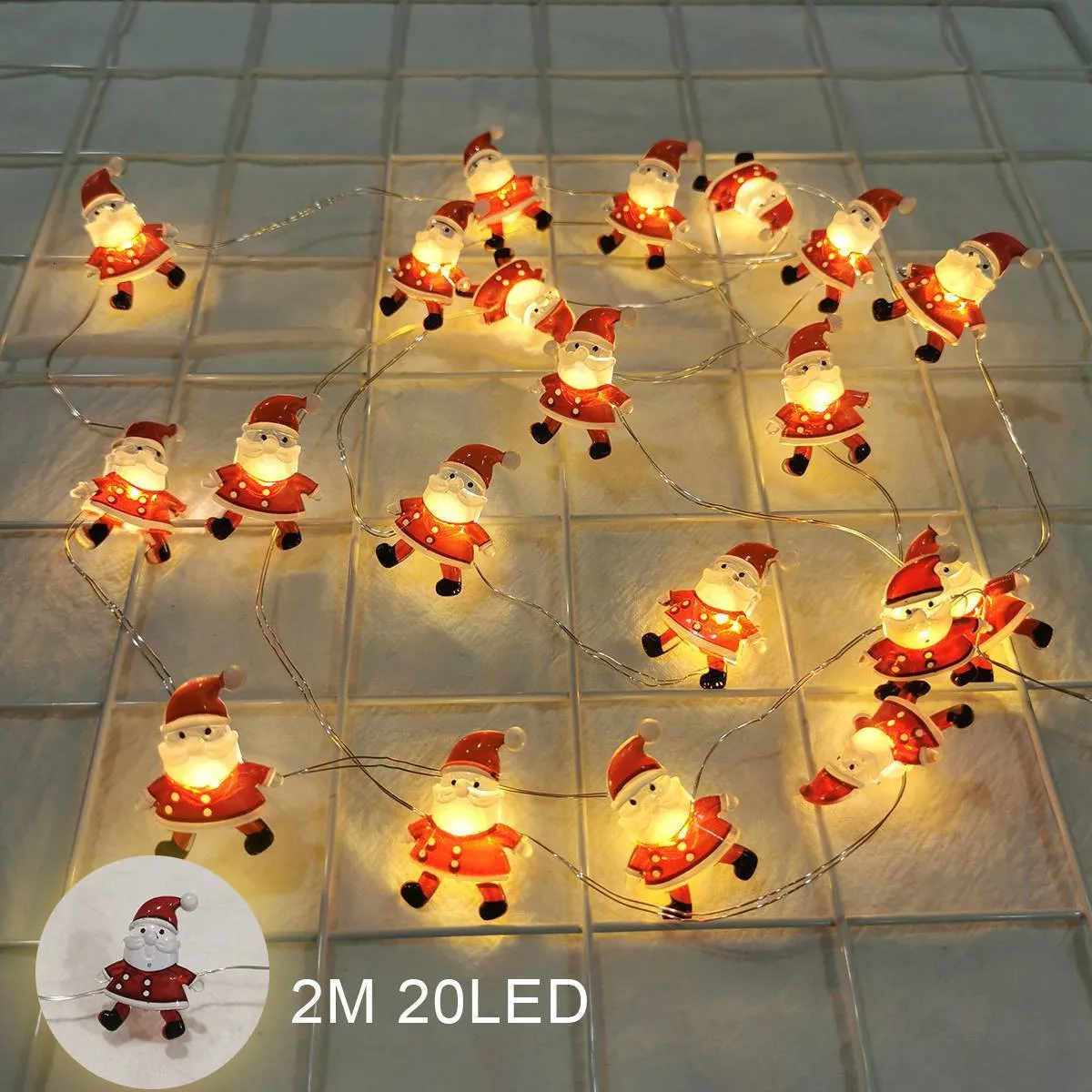 Inne imprezy imprezowe Santa Claus Garland Snowman Elk Light Light Choink Tree Decor do domu ozdoby na przyczepność navidad Prezenty Noel Rok 230422