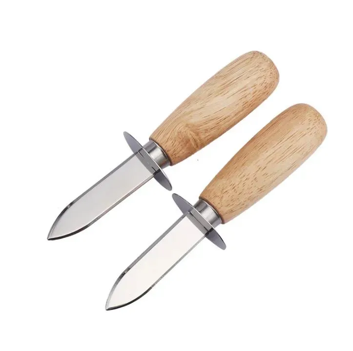 Wood Handle Oyster Shucking Knife Tools Stainless Steel Oysters Knives Kitchen Food Utensil Tool