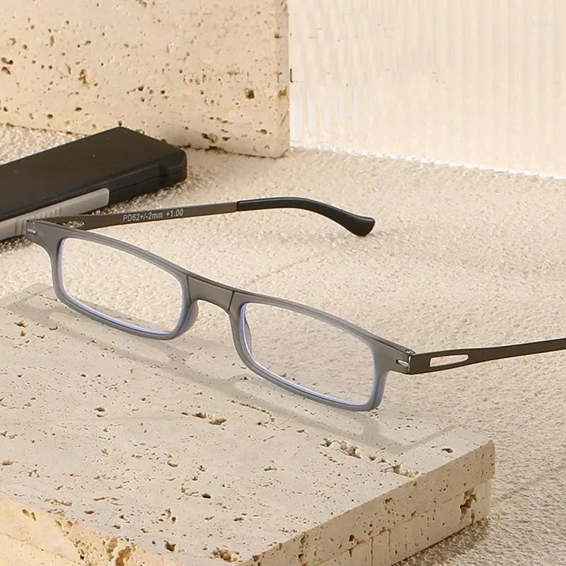 선글라스 슬림 한 얇고 소형 독서 안경 휴대용 케이스가있는 파란색 라이트 블록 렌즈