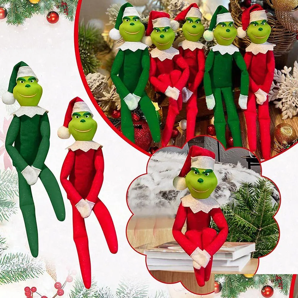 Dekoracje świąteczne Red Green Doll for Elf Tree Decoration Wiseld z kapeluszem Nowy Rok Dziecięce Prezenty Upuść dostawa ogrodu Festi Dhfp3