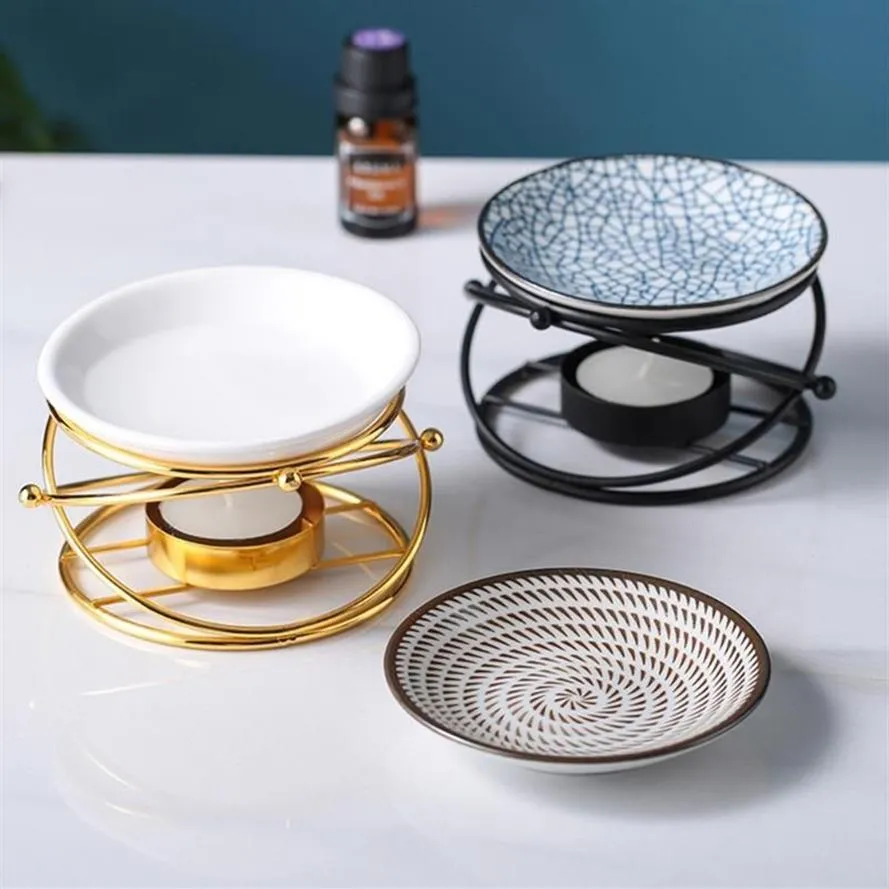 Ljushållare Romantiska Tealight Holder Ceramic Oil Burner Essential rökelse Arom Diffuser Home Decor229i