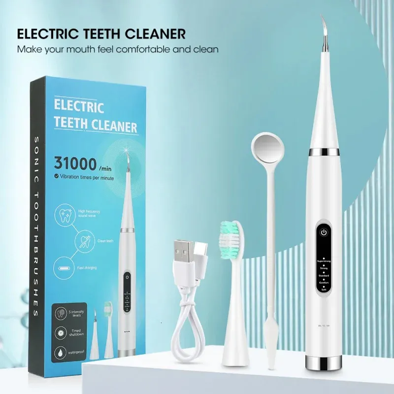 Escova de dentes dental tártaro eliminador sonic ferramentas de limpeza de dentes elétrica placa remoção raspador tártaro kit removedor de manchas 231123