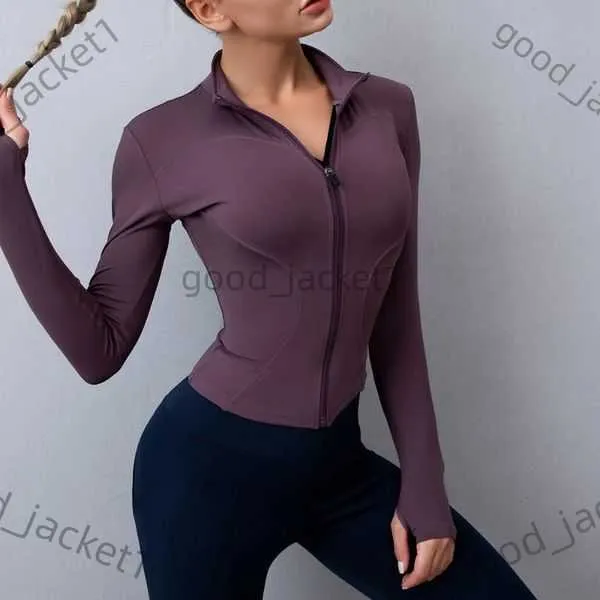 lululemen Chándales Conjuntos activos Conjunto de yoga Chaquetas deportivas Camisas deportivas para mujer Slim Fit Abrigo de fitness de manga larga Tops cortos con orificios para los pulgares Gimnasio Lululemens 4 XX9E