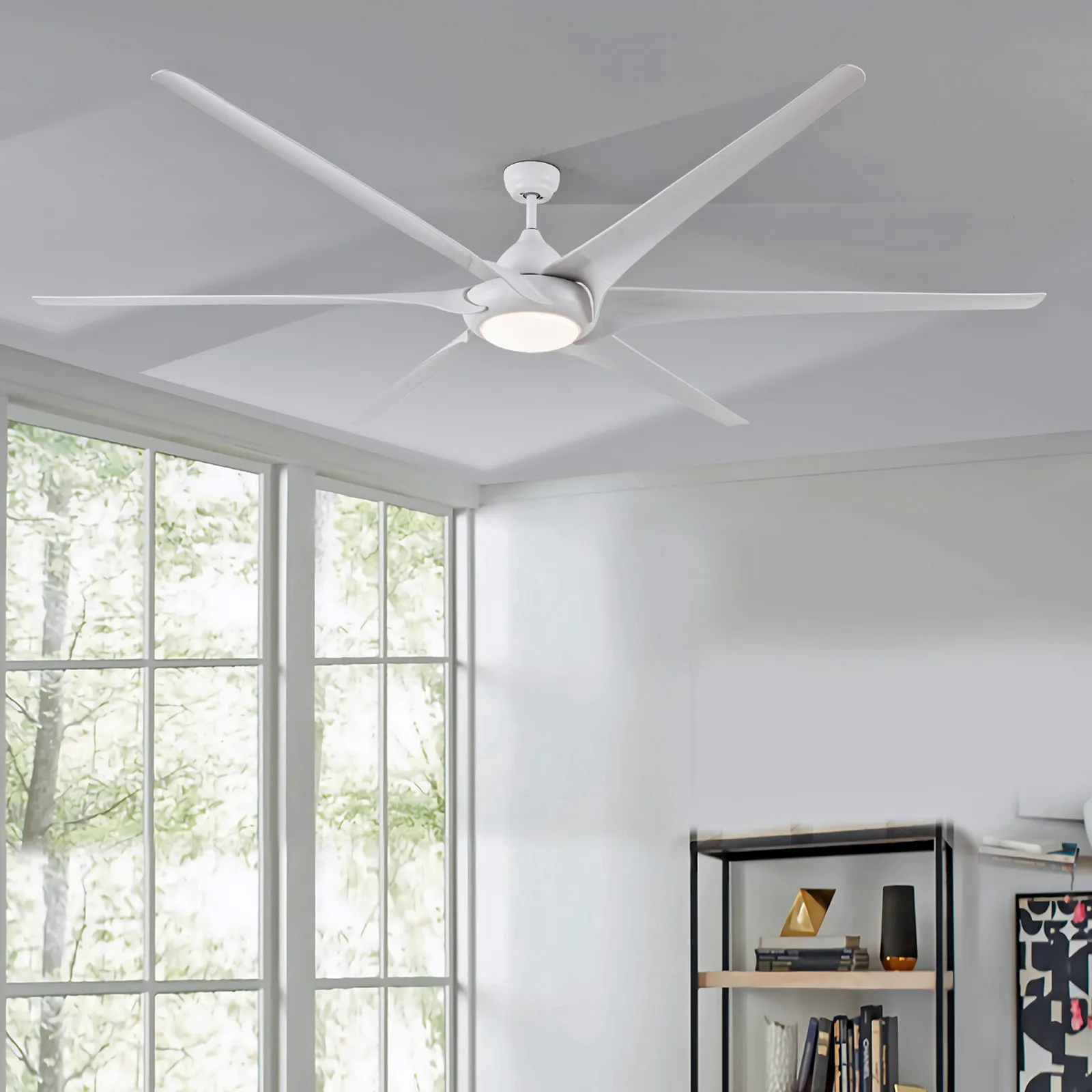 100" Ceiling Fans With Lights And Remote-White