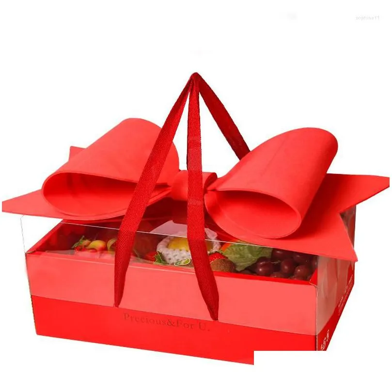 Present Wrap Gift Wrap Bowknot Box Fruit and Flower Wedding Candy Holder Födelsedagsfest Förpackningsfodral Valentines Day Festlig leveranser Dr DH05H