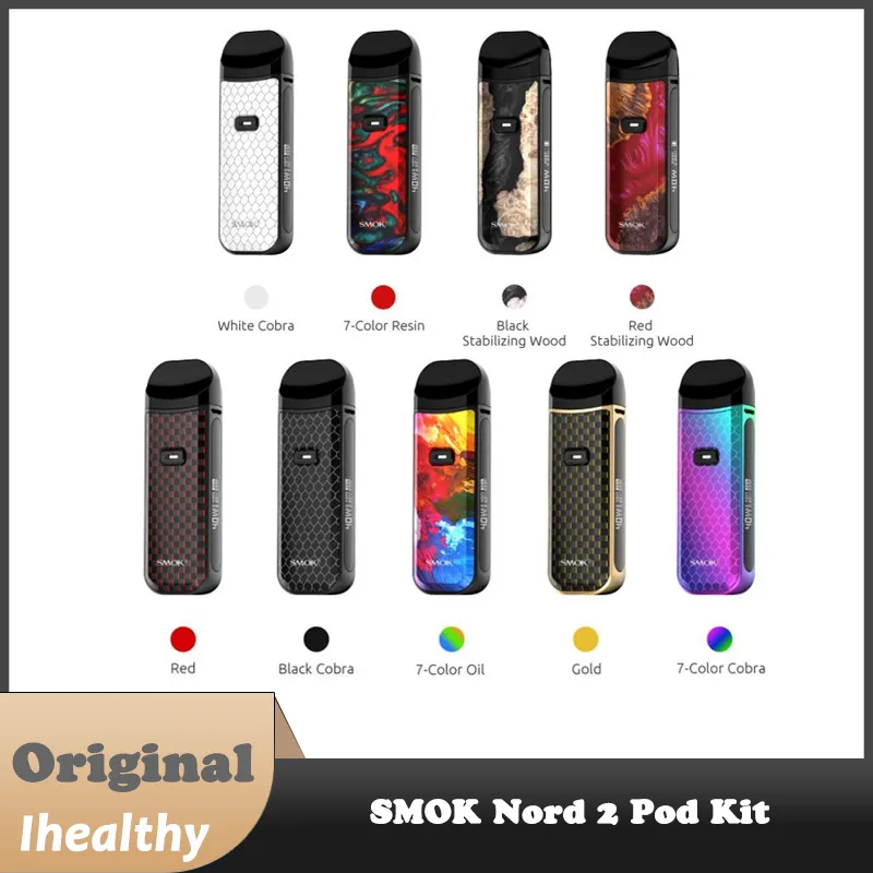 Kit Smok Nord 2 Batterie intégrée de 1500 mAh Cartouches Nord2 RPM / Nord Pod de 4,5 ml Écran OLED de 0,69 pouces protection multiple