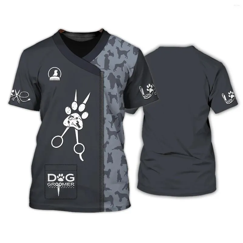 Męskie koszulki T-shirt dla zwierząt domowych Męska koszulka unisex pielęgnacja mundury mundury letnie modne koszulki robocze z krótkim rękawem