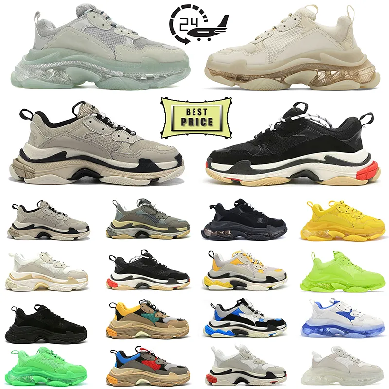 Triple S Sneaker Designer de luxe Chaussures de course hommes femmes noir blanc rose rouge fluorescent vert vert jaune élevé entraîneur de plate-forme pour hommes