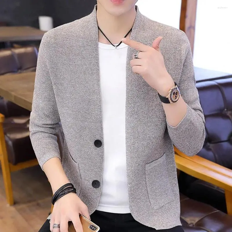 Men's Sweaters Men Knitted Sweater Winter Stylish Knitwear Coat Single-breasted Solid Color Cardigan With For Fall/winter