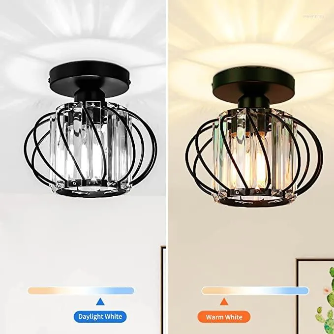 Ceiling Lights Industrial Semi Flush Mount Light - Mini Crystal Fixture Modern Fixtures E26