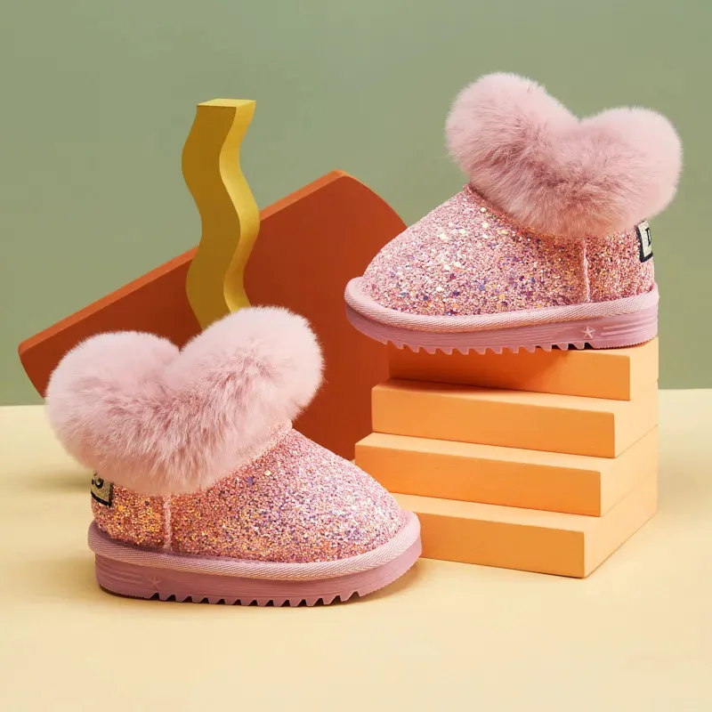 Buty zimowe dzieci mody buty śniegowe grube dziecko oryginalne skórzane ciepłe pluszowe miękkie dno dziewczyny zimowe buty narciarskie dla 231124