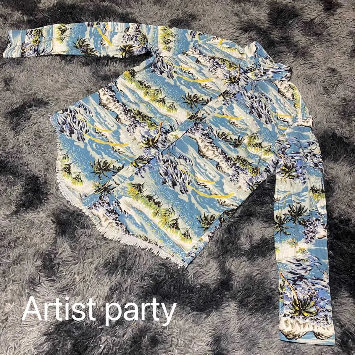 Designer Clothing Luxury Fashion Casual Shirts ArtistSlp Wave Shirt Blue Wave Coconut Tree High Street Emperor Shirt Slim Fit Bottom Damaged Version Streetwear Roc