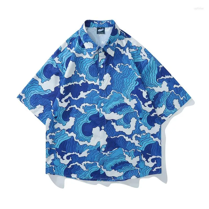 남성용 캐주얼 셔츠 Cityboy Design 기하학적 넥타이 염료 짧은 슬리브 셔츠 남성 봄에 절반 사이의 크기