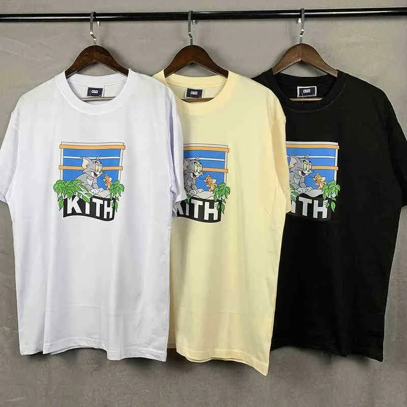 メンズTシャツkith xトムジェリーTシャツメン女性高品質のプリントハラジュクストリートウェア特大Tシャツ