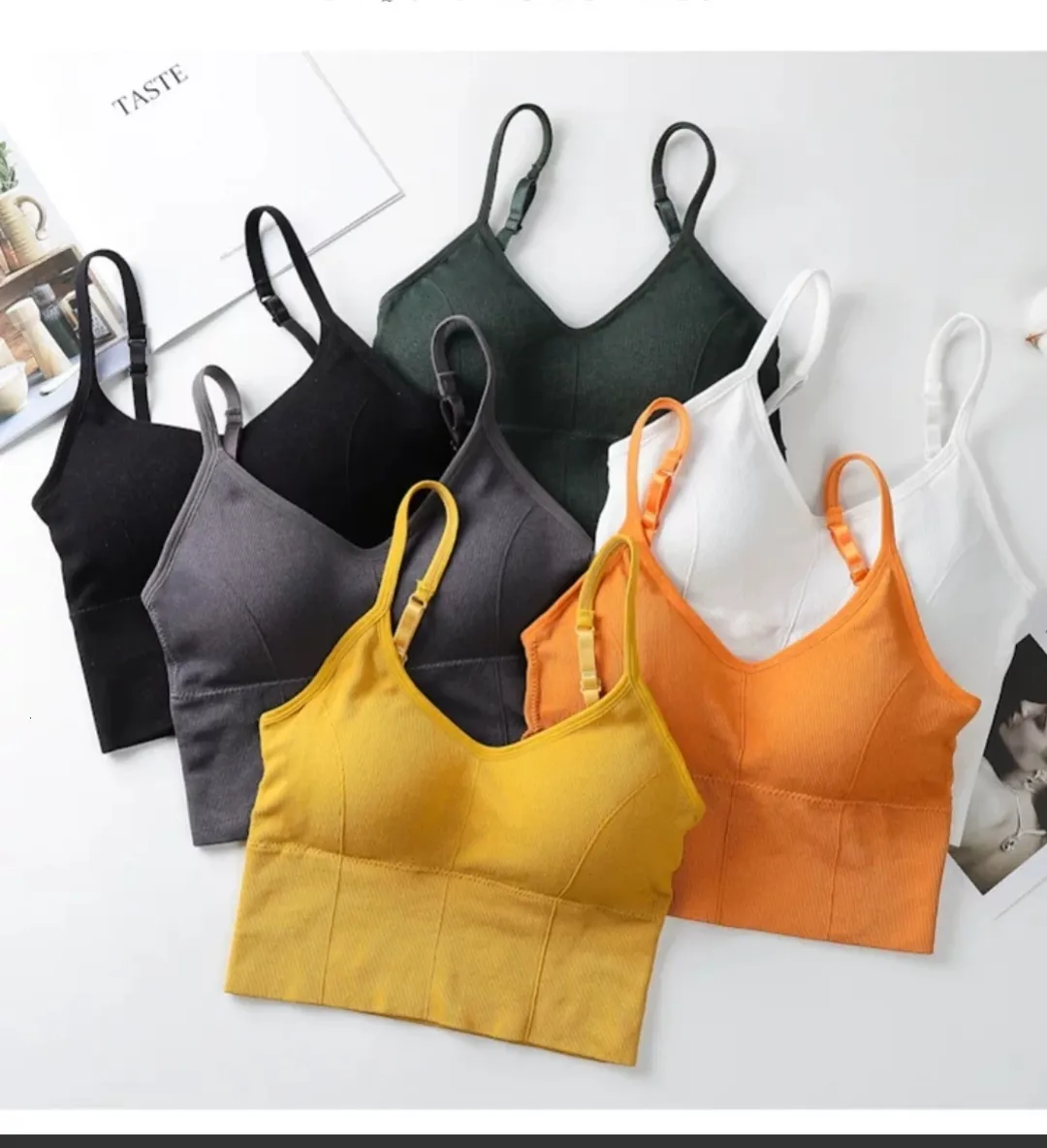 Frauen Tanks Cami Yoga Sport-BHs Dreieck Cup Unterwäsche Atmungsaktiv Eingewickeltes Schlauchoberteil Sexy Schönheit Zurück Verstellbare Sling-BH-Weste 230425