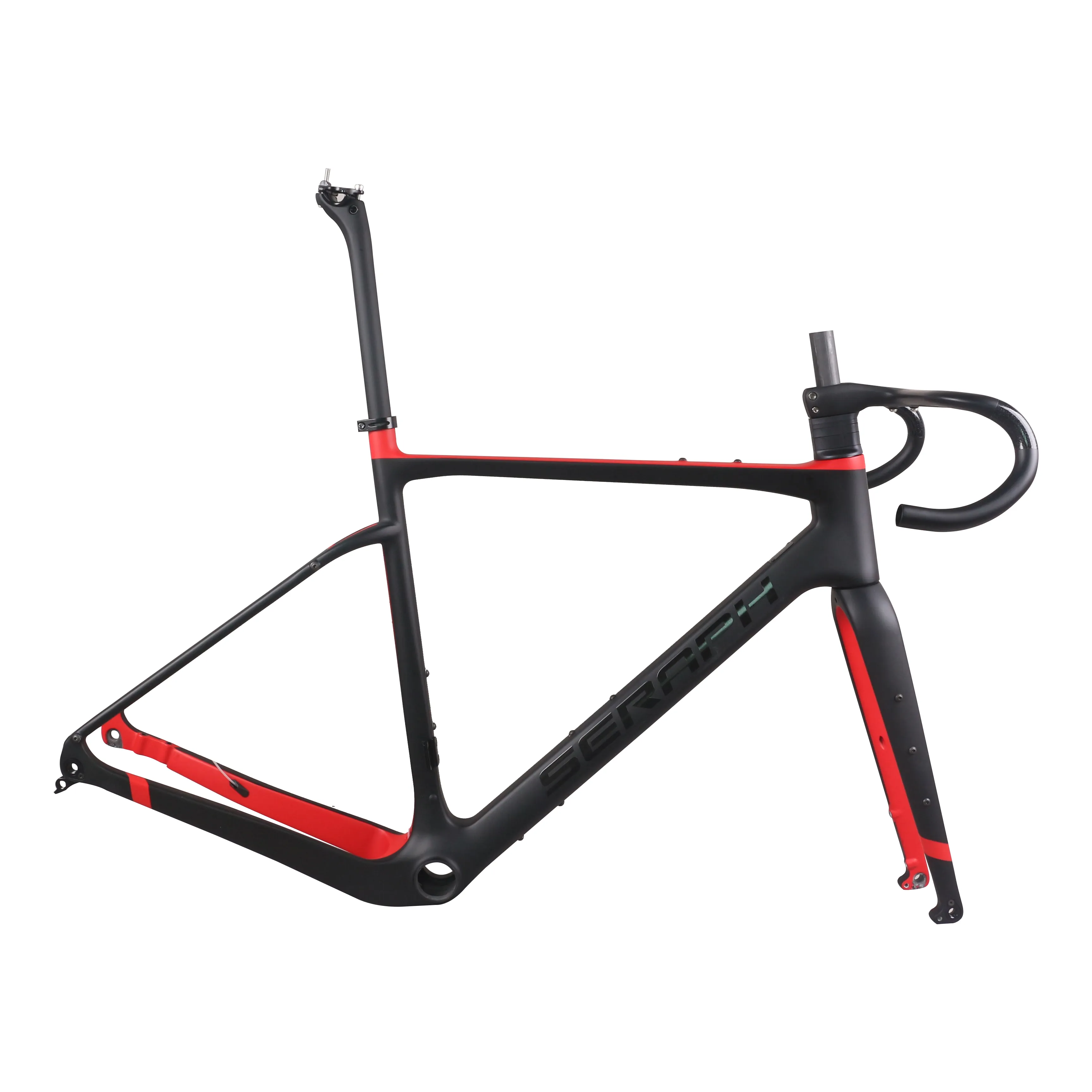 Full Hidden Cable Flat Mount Freno a disco Gravel Bike Telaio GR044 Nero Rosso Dimensioni 49/52/54/56 / 58cm