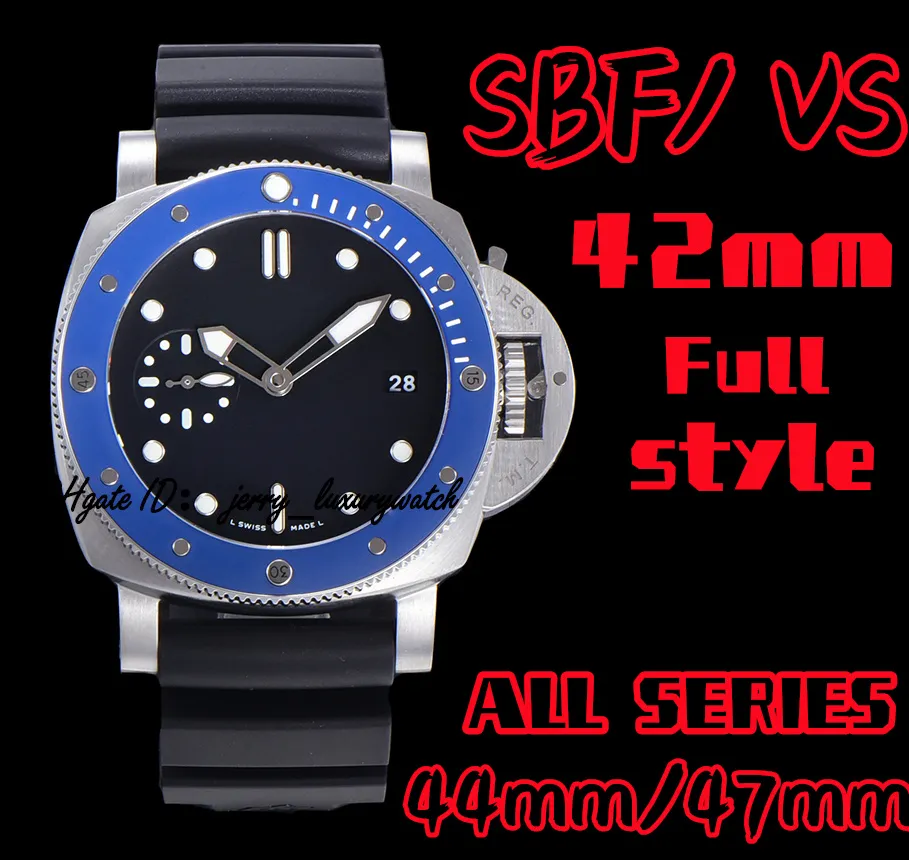SBF / vs Luxury Men's Watch PAM1209 ,, 42mm All Series Alla stilar, exklusiv P900 -rörelse, det finns 44, 47 mm andra modeller, 316L Fine Steel