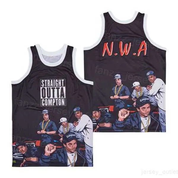 Basketball Moive NWA STRAIGHT OUTTA COMPTON Jerseys Film Pullover Team Green Breathable High School Sports Pure Cotton HipHop College Retro Shirt Stitched Good