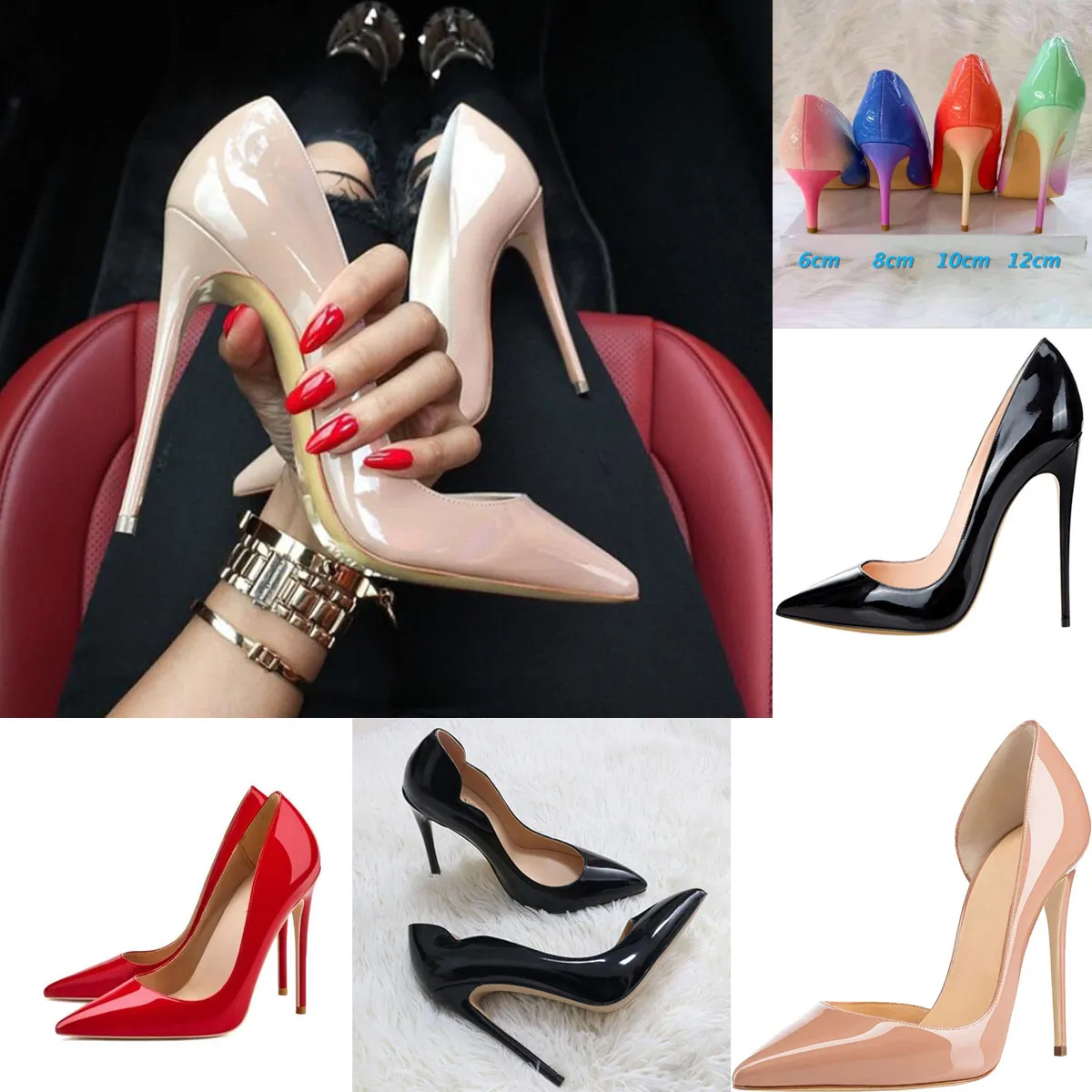 Zapatos de lujo estilo estrella para mujeres rojo brillante de la marca marca zapato de tacón alto zapato de boda zapato de boda