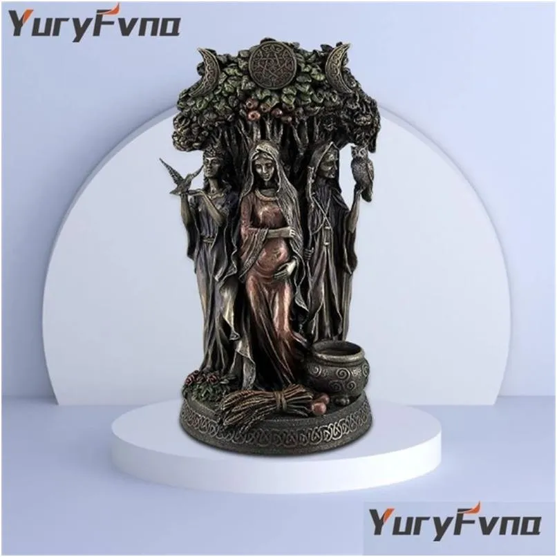 Objetos Decorativos Figuras Yuryfvna 16 Cm Estatua De Resina Grecia Relin Celta Triple Diosa Doncella Madre Y La Anciana Scpture Fig Otvcw