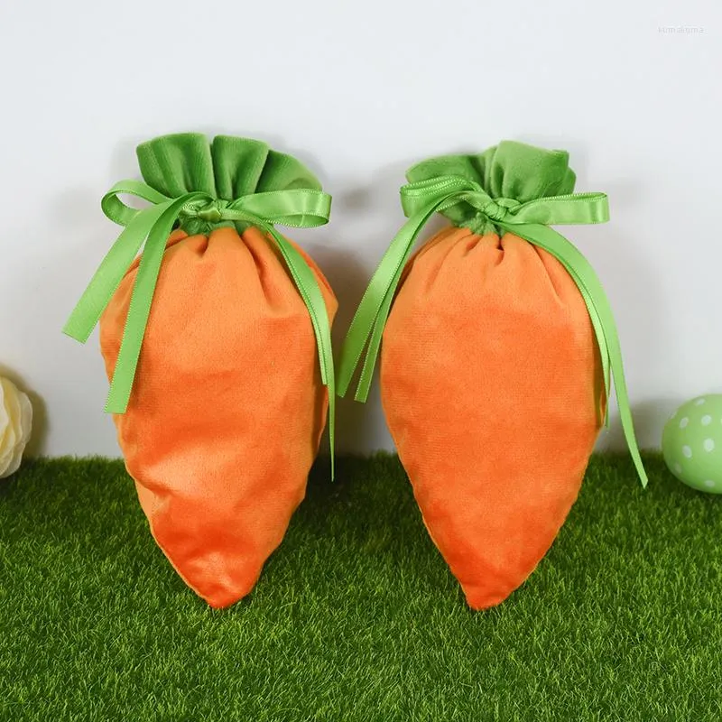 Hediye Sargısı 1/3pcs Easter Velvet Çanta Sevimli Havuç Şeker Hediyeleri Drawstring Happy s DIY Favor Ambalaj Malzemeleri