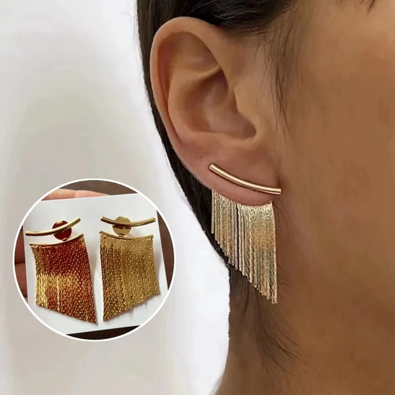 Stud Fashion Statement Earrings For Women Gold Color Tassel Long Earring Female Pendant Jewelry Accessories Valentine s Day Gifts 230424