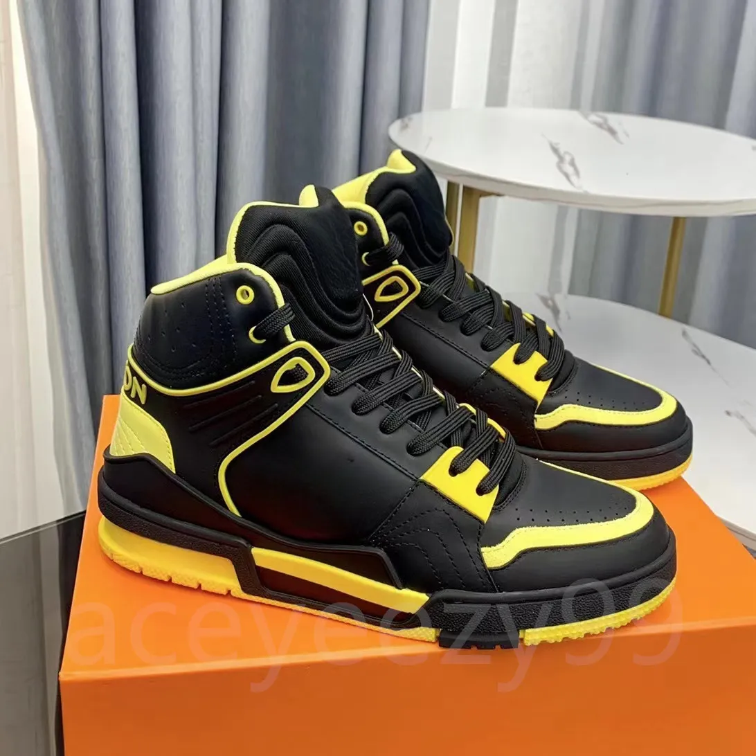 New Designer Shoes High Top shoes Platform Trainer Sneaker Men Leather Logo Embossed Black Red Yellow Shoes Womens Luxurys Tennis Shoes