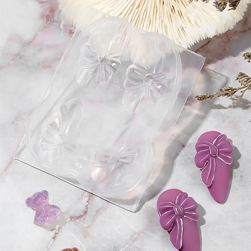 Nail Art Decorations Carving Mold Creative Shape High Toughness Silicone 3D Bear Butterfly Manicure Tools For HomeNail