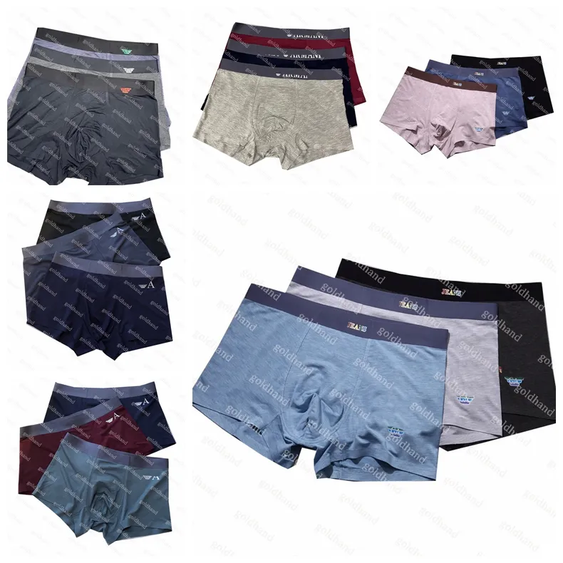 Klassische Luxus-Herren-Unterwäsche Designer-Modal-Unterhose Tide Brand Letter Printed Men Boxer Solid Color Atmungsaktive Boxer 3pce / Set