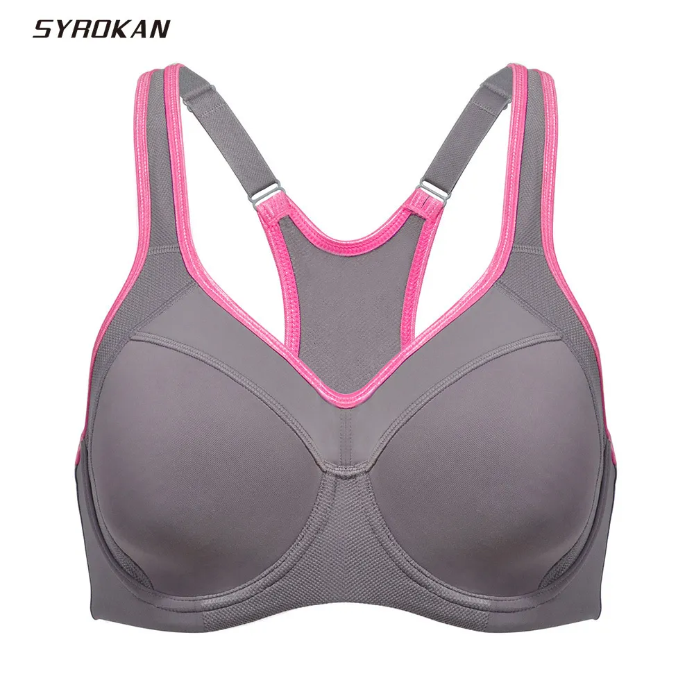 Yoga-outfit SYROKAN Sportbeha Dames Polyamide Volledige ondersteuning High Impact Racerback Licht gevoerde beugel Undrwear Bras Schokbestendig 230425