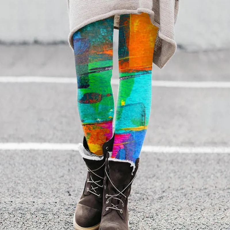 Womens Casual Print Leggings For Spring And Autumn Womens Mountain