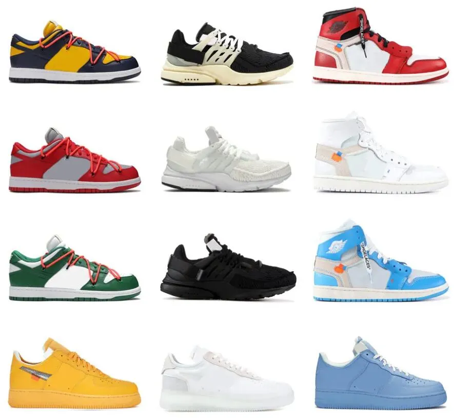 Autentyczne buty na czarne 90 97 Chicago 1 Power Blue Unc White 4 Sail 5 Chuck MCA 07 Volt MOMA Presto Blazer Men Men Women Sports Sneakers z oryginalnym pudełkiem