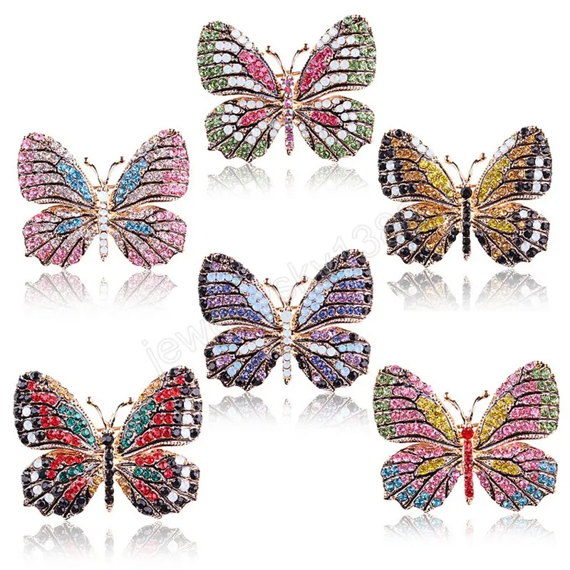 Large Rhinestones Butterfly Brooches For Women Luxury Crystal Insect Brooch Pin Fashion Elegant Coat Dress Brooch Jewelry Gifts