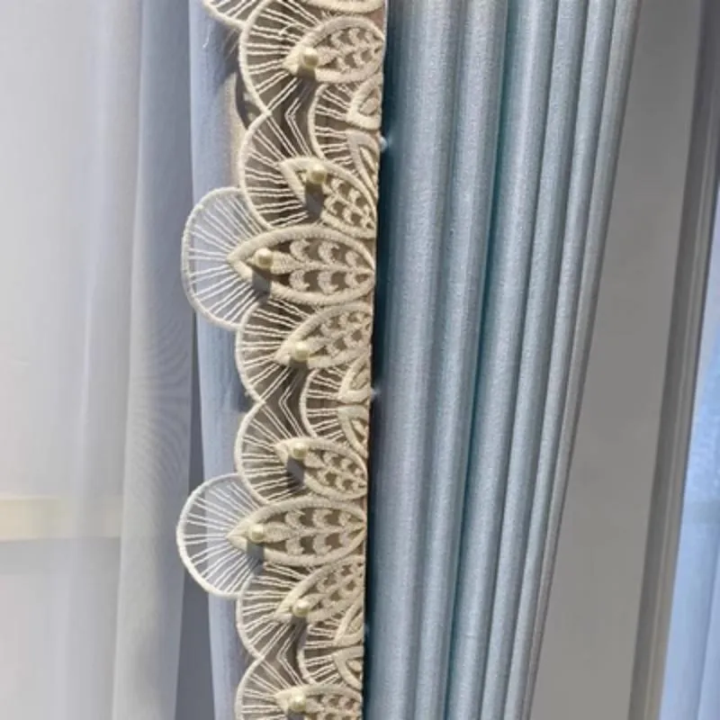 Curtain Luxury Simple Modern Drapes In Living Room Bedroom Pearl Lace  Gradient Imitation Silk Eyelet Blockout Curtains Valance Custom From  Halibuta, $10.06 | DHgate.Com