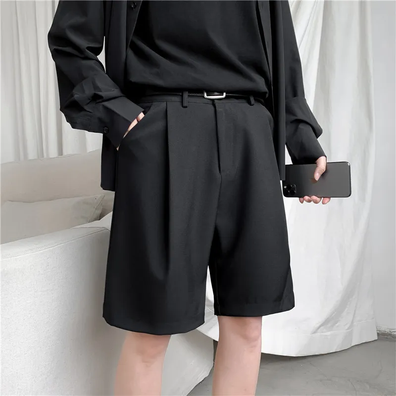 Men's Shorts Summer Men's Shorts Straight Knee Short Set Pants Solid Black and White Student Clothing Thin casual shorts 230425