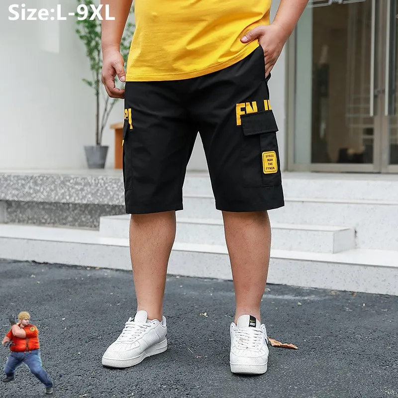 Men's Shorts Men's Black Shorts Casual Goods Slim khaki High Waist Summer Plus Size Boys 5XL 6XL 7XL 8XL 9XL Knee Length Half Men 230425