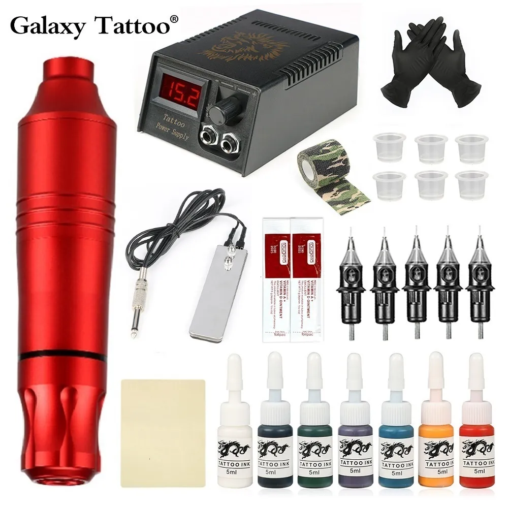 Tattoo Machine Tattoo kit complete tattoo machine pen set complete beginner's stick and poke pigment tattoo power supply with ink cartridge needle 230425