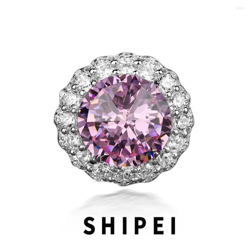 Cluster Rings SHIPEI Classic 925 Sterling Silver Round 13 CT Pink Sapphire Citrine White For Women Wedding Engagement Ring Gift