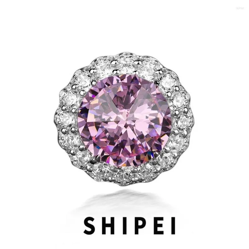 Küme halkaları shipei classic 925 sterling gümüş tur 13 ct pembe safir sitrine beyaz kadınlar için düğün nişan yüzüğü hediyesi