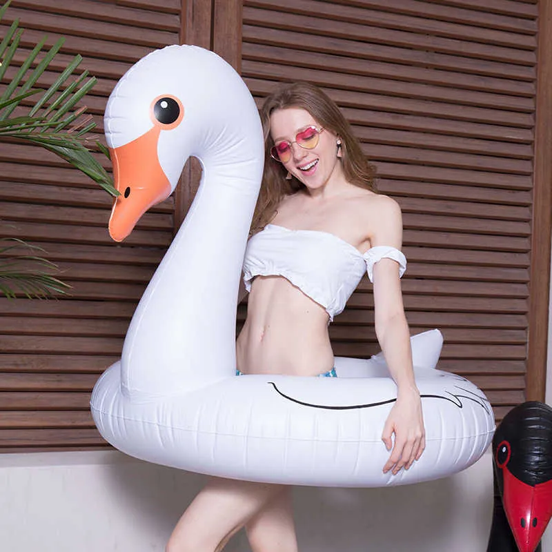 Vida Vida Bóia INS Hot 120cm Swan Anel de natação inflável para adultos brinquedos de festa de adultos brancos cisne preto e colchão de ar boia piscina j230424