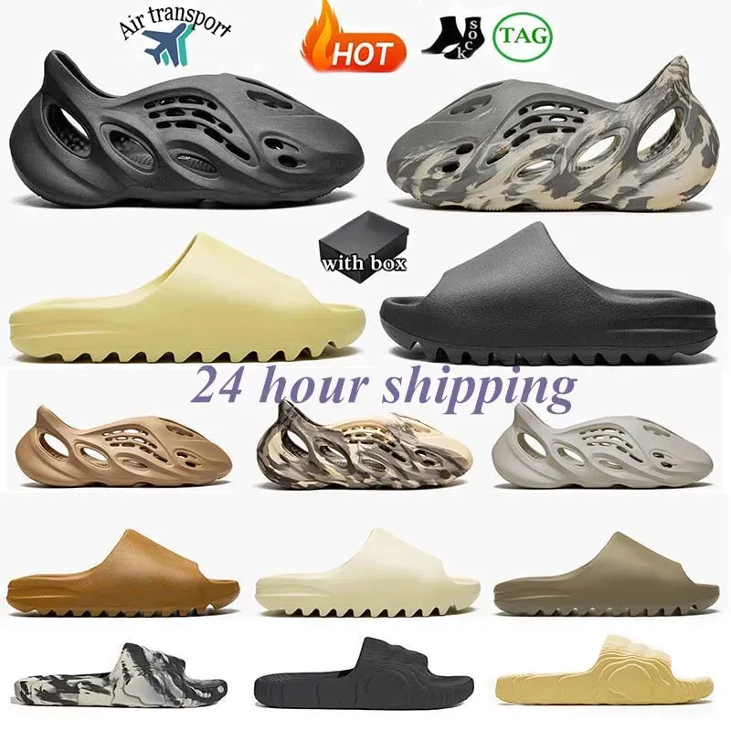 Designer Herren Damen Hausschuhe Slides Sandalen Bone Resin Desert Sand Foam Runner Vermillion Mineral Blue Onyx Pure Onyx Stone Sage MX Carbon Sulphur 36-48