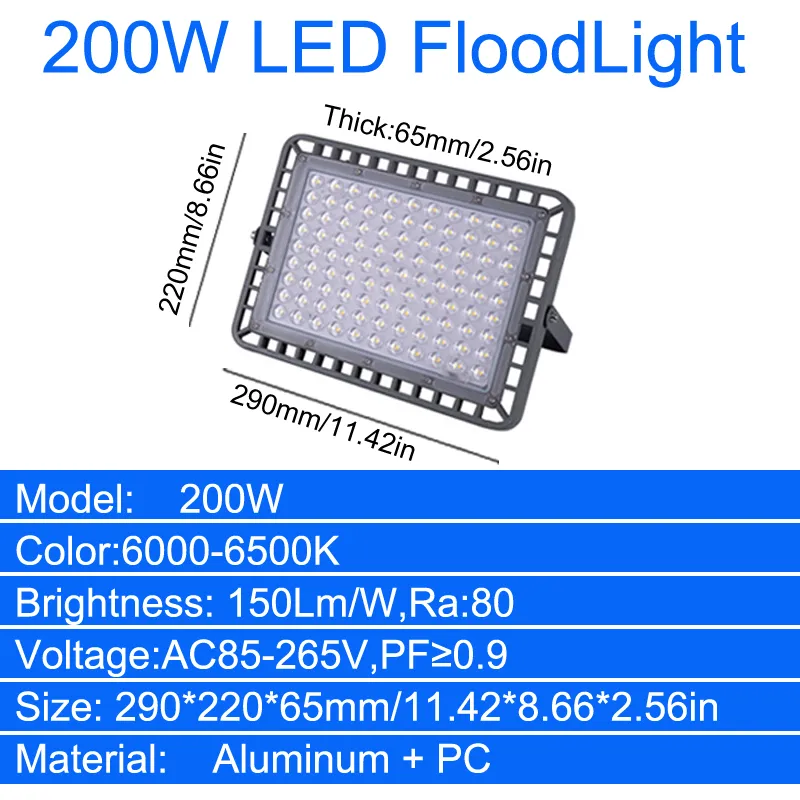 6 * 50W Faretto LED da Esterno, Fari di sicurezza,Lampada Luce Potente Luce Bianca (6000K) Faro Impermeabile IP65 per Giardino Cortile